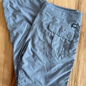 The North Face Pants Womens Petite 4 Gray Hiking Cargo Drawstring Waist